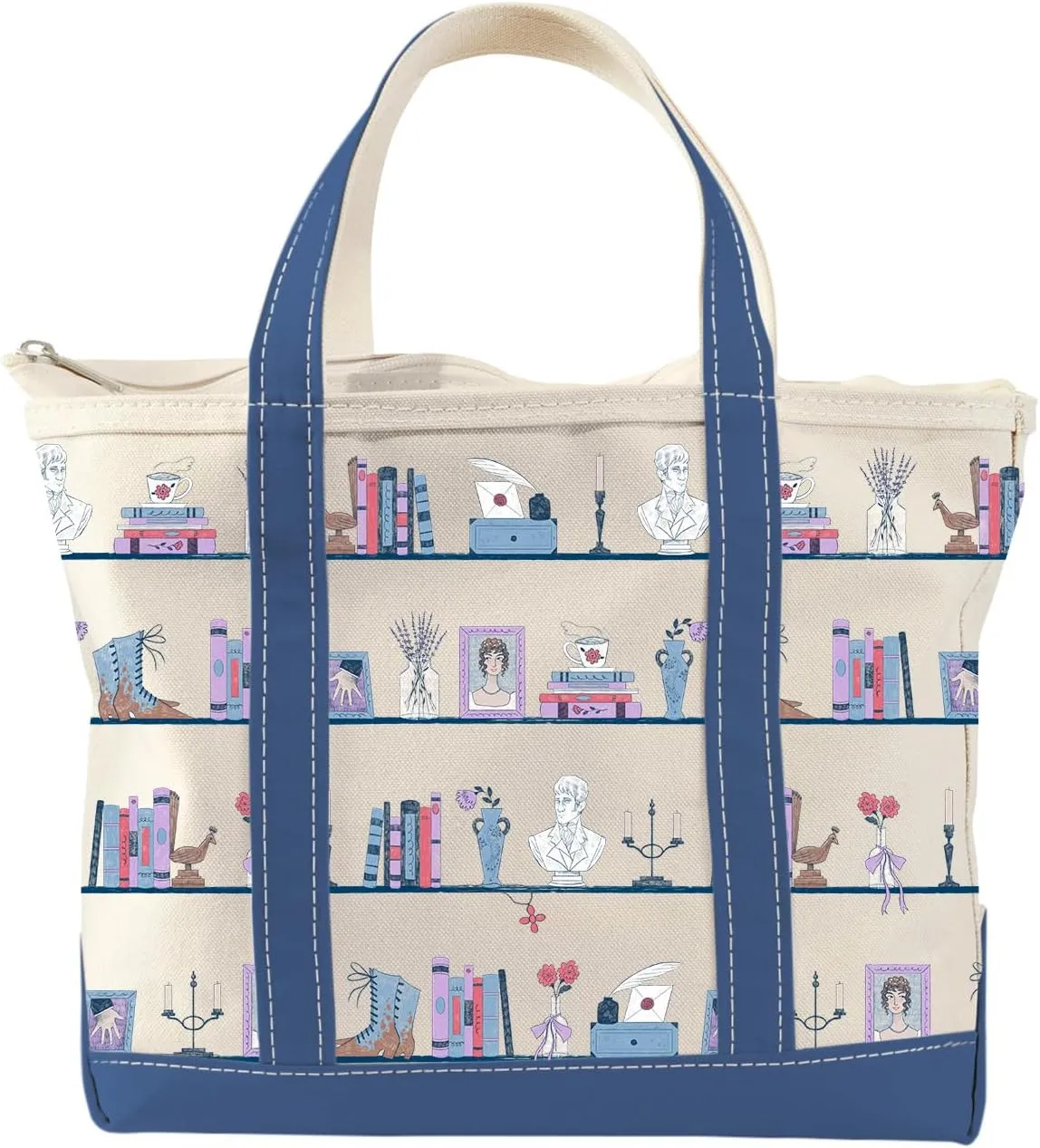 Out of Print Pride and Prejudice Bookshelf Large Zippered Tote