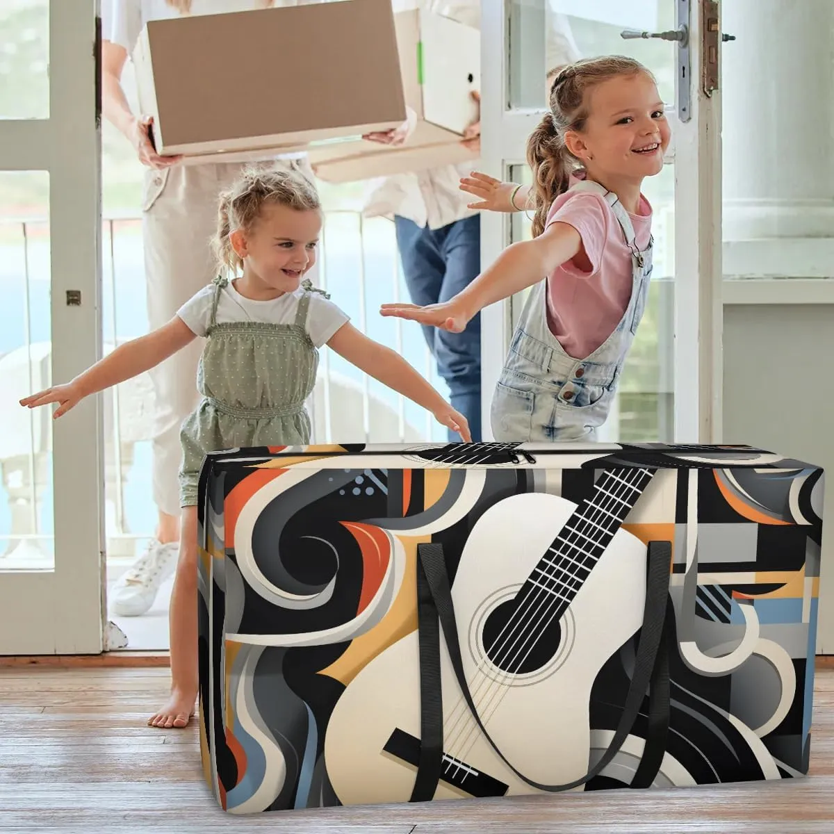 Oversized Moving Bags Music Guitar Art Waterproof Storage Totes Large Storage Bags for Clothes Packing Bags for Moving Travel & Clothes Storage
