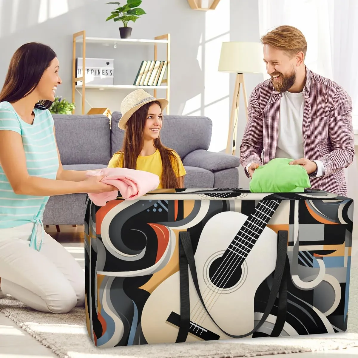 Oversized Moving Bags Music Guitar Art Waterproof Storage Totes Large Storage Bags for Clothes Packing Bags for Moving Travel & Clothes Storage