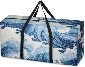 Oversized Moving Bags Surging Sea Waves Waterproof Storage Totes Large Storage Bags for Clothes Packing Bags for Moving Travel & Clothes Storage