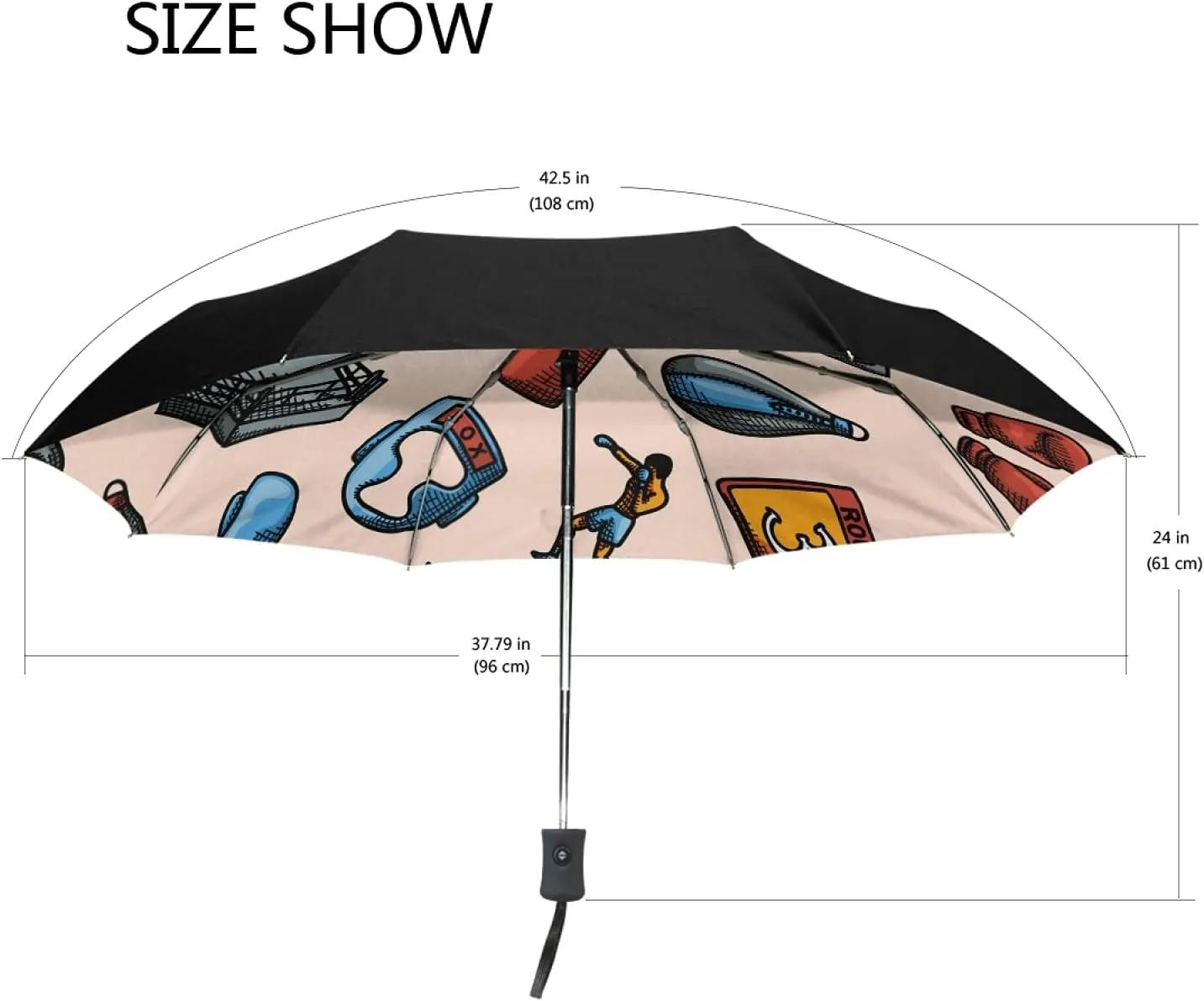 Oyihfvs Auto Open/Close Folding Umbrella, Strong Inner Print Travel Rain Umbrella, Portable Automatic Compact Sun Parasol with UV Protection
