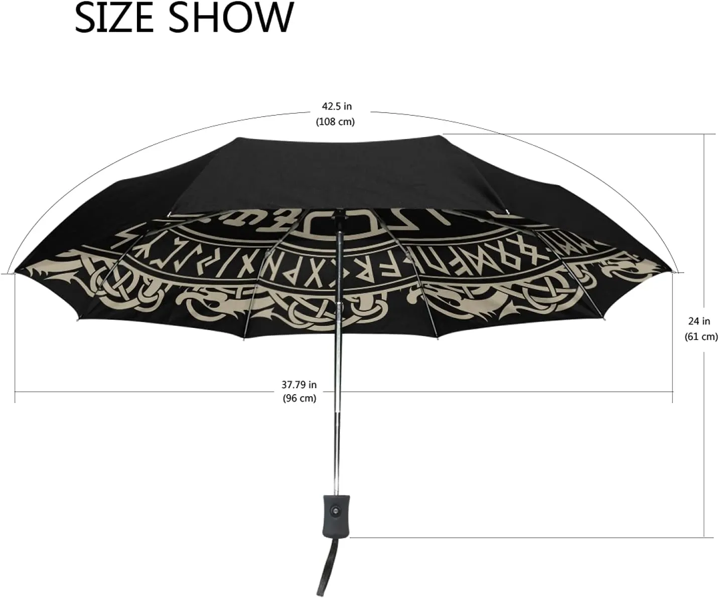 Oyihfvs Auto Open/Close Folding Umbrella, Strong Inner Print Travel Rain Umbrella, Portable Automatic Compact Sun Parasol with UV Protection