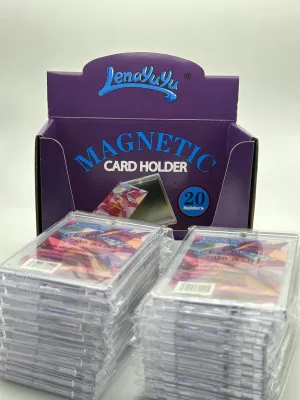 Pack of 20 One Touch Magnetic Card-Holders,35pt Magnetic Card Holder Cases 20ct,Sized to fit Standard Size Cards Storage and Display, Protect Sports Cards