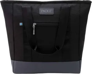 PackIt Freezable Carry Tote, Black/Gray, Engineered with ECOFREEZE  Technology: Triple Layered Protection for Ultimate Cooling, Foldable, Reusable, Zip Closure, Designed for Fresh Food On the Go