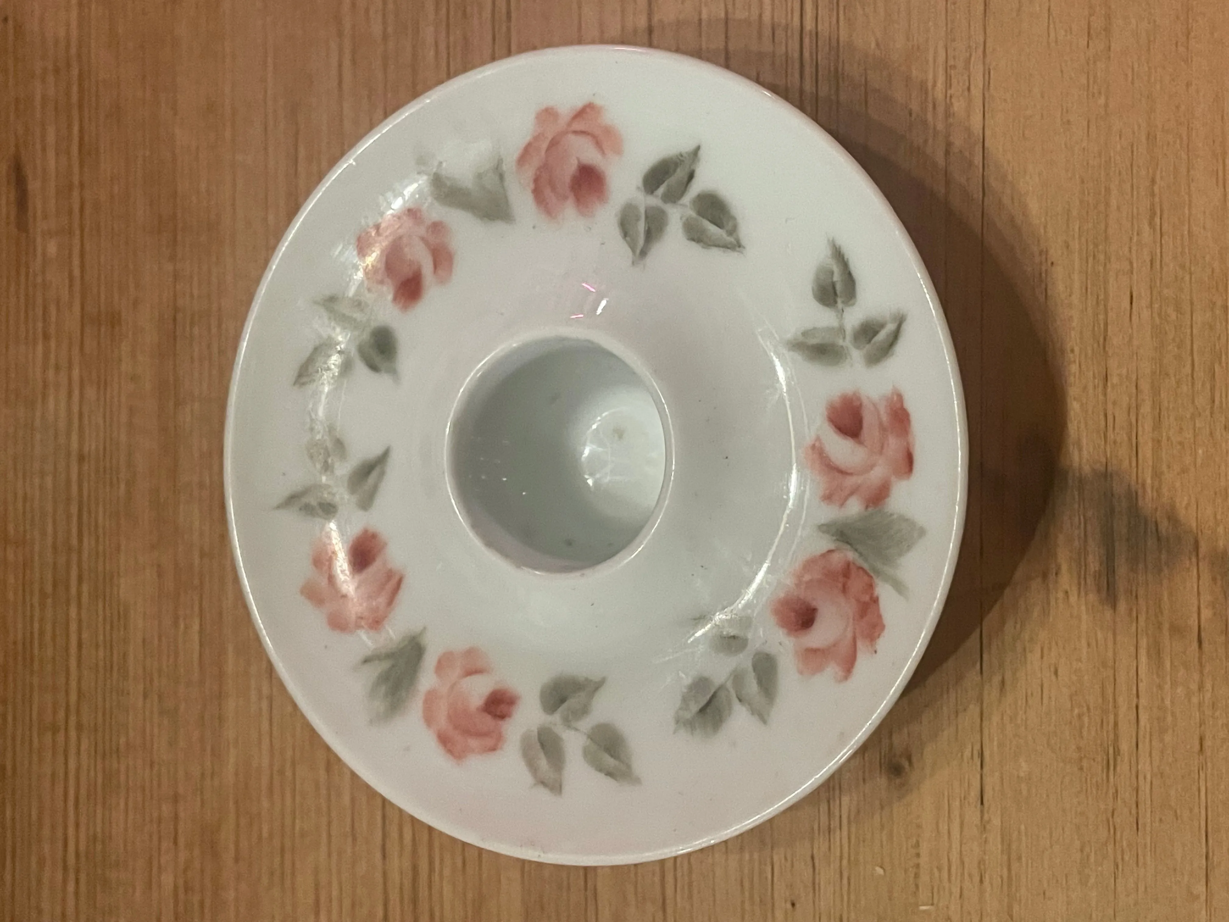 Pair of ceramic rose candle stick holders