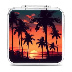 Palm Tree Summer Sunset Switch Game Case Switch Game Holder Cartridge Case Storage 12 Games & 2 Micro Sd Card Slots, Travel Carry Cases, Portable Games Card Storage, Hard Shell, Buckle Closure