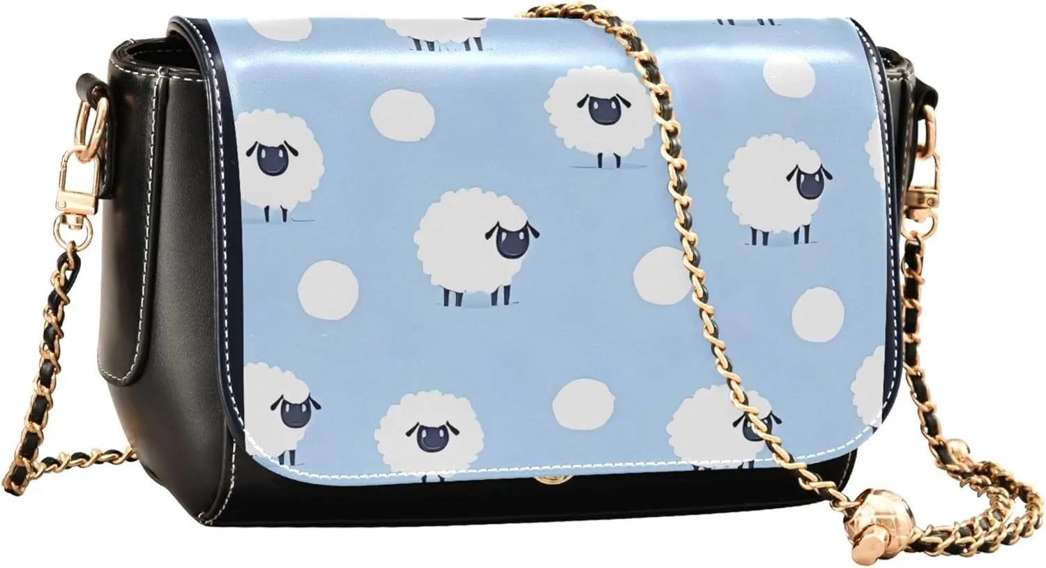 Pandas Bears Bamboo Blue Crossbody Bags for Women Everyday Leather Shoulder Bags Medium Handbag with Chain Strap