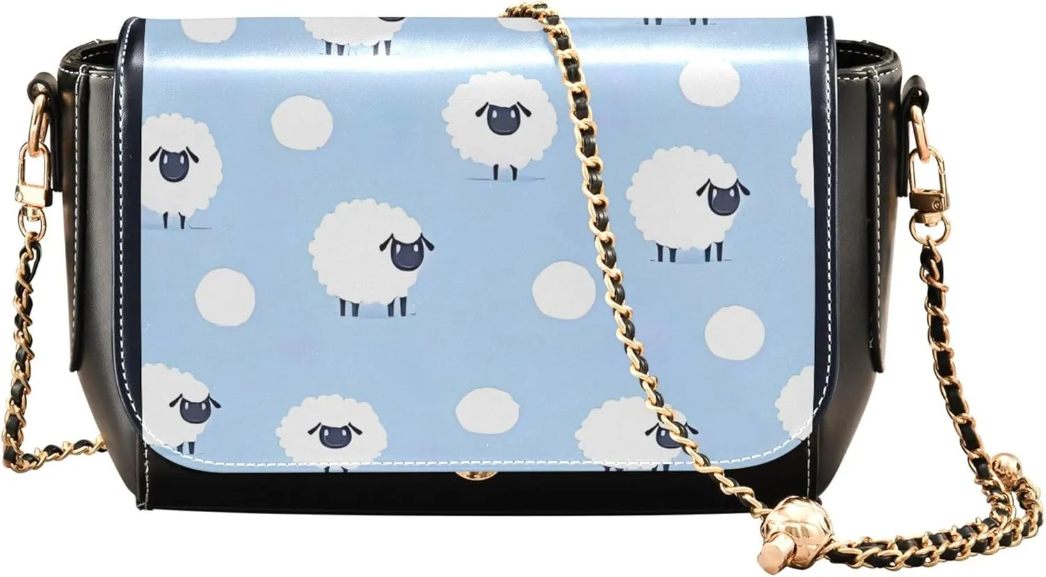 Pandas Bears Bamboo Blue Crossbody Bags for Women Everyday Leather Shoulder Bags Medium Handbag with Chain Strap