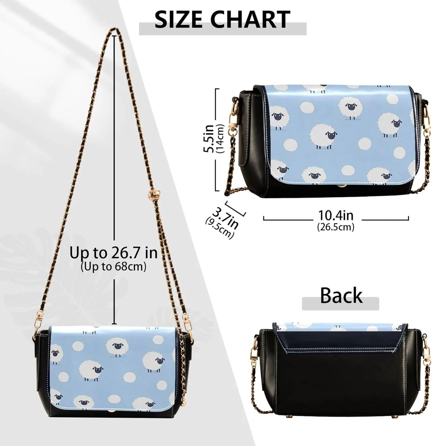 Pandas Bears Bamboo Blue Crossbody Bags for Women Everyday Leather Shoulder Bags Medium Handbag with Chain Strap