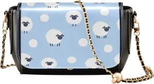 Pandas Bears Bamboo Blue Crossbody Bags for Women Everyday Leather Shoulder Bags Medium Handbag with Chain Strap