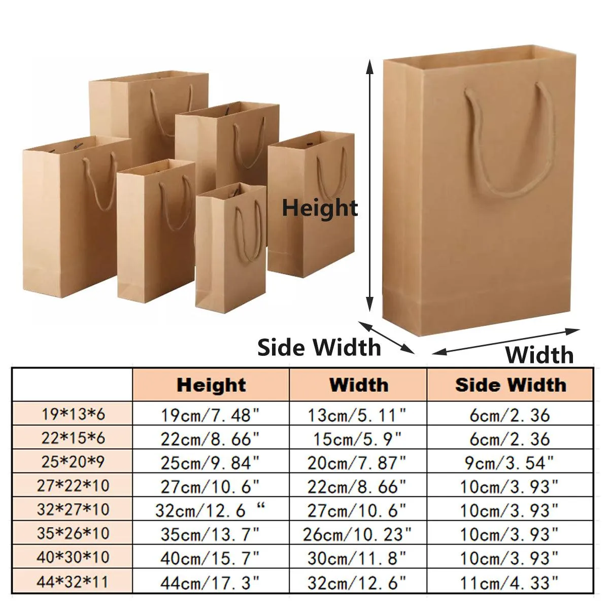 Paper Gift Bags Handbag Kraft Party Bags 25PCS