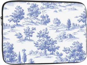 Pastoral Periwinkle Toile Laptop Sleeve Bag 15 Inch,Protective Polyester Computer Cases Briefcase Bag Travel Cover