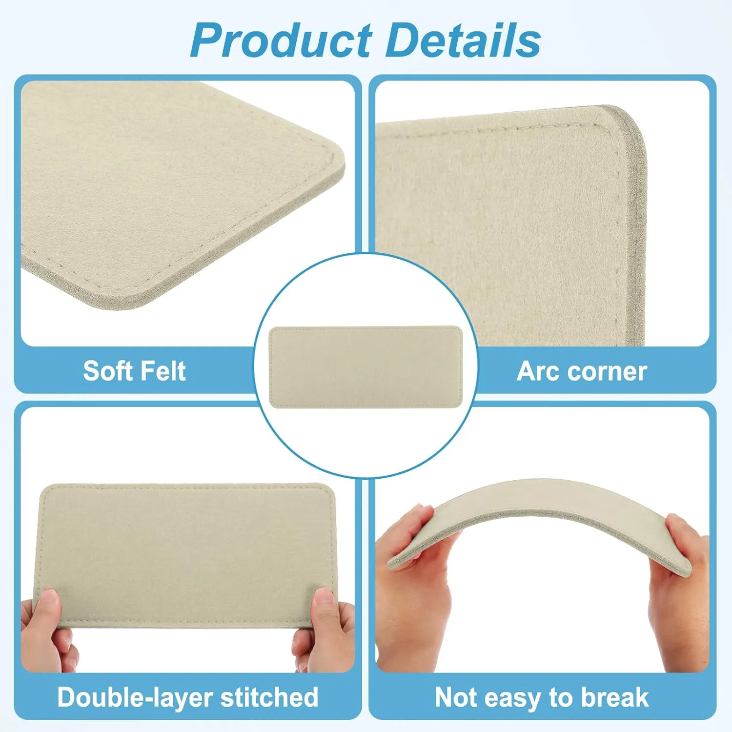 PATIKIL 12 x 5 Inch Felt Bag Base Shaper, 2pcs Bag Bottom Pad Organizer Insert Rectangle Liner Board for Purse Handbag Tote Travel Bag Canvas Cosmetic, Beige