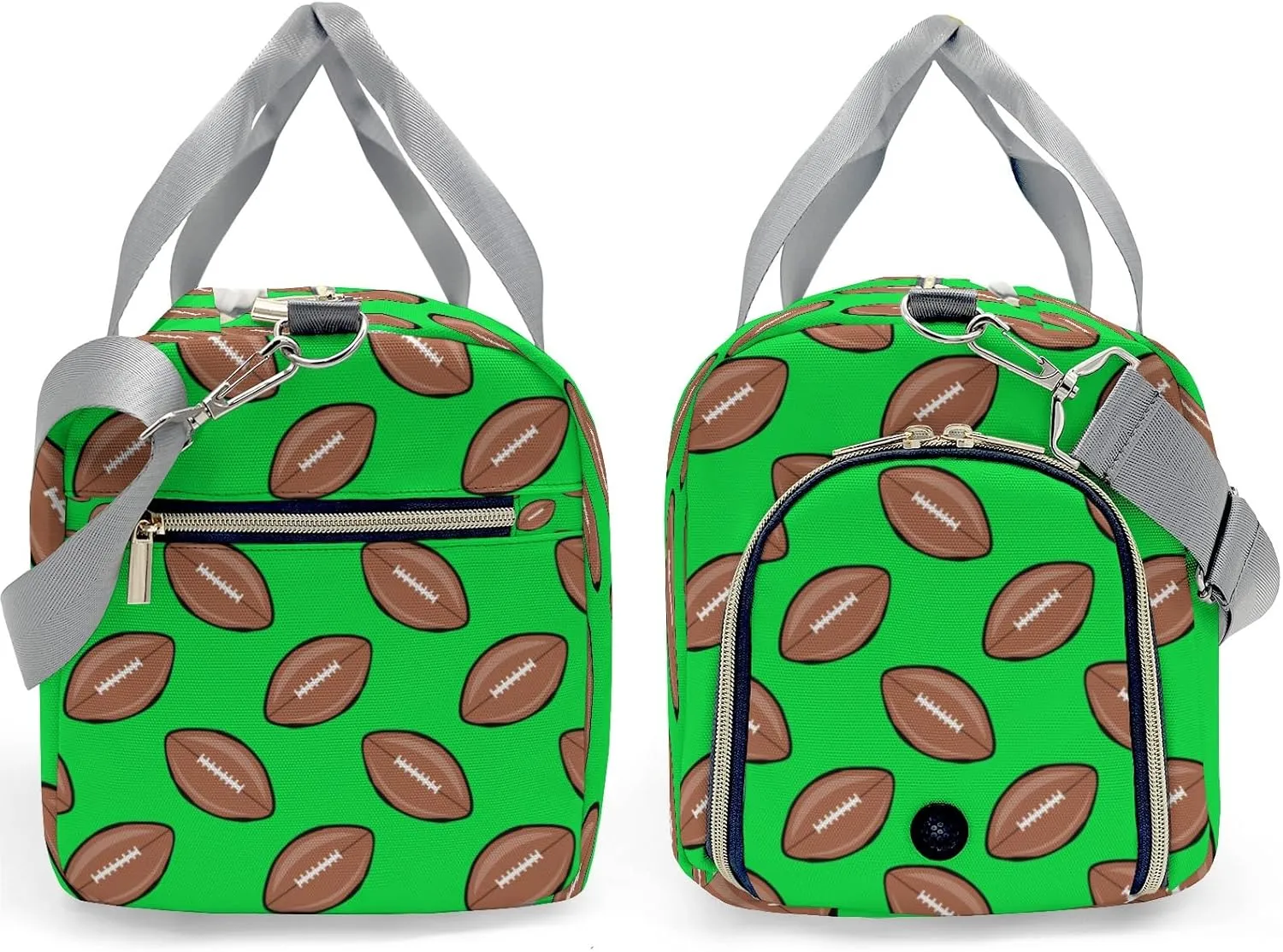 Personalized Green Sports Pattern Rugby Duffle Bag with Ventilation Holes for Shoes for Women Man Custom Travel Perform Bag