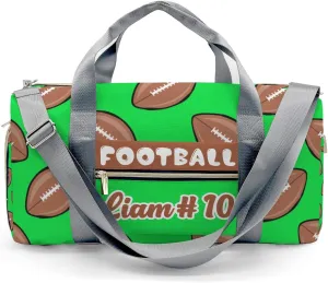 Personalized Green Sports Pattern Rugby Duffle Bag with Ventilation Holes for Shoes for Women Man Custom Travel Perform Bag
