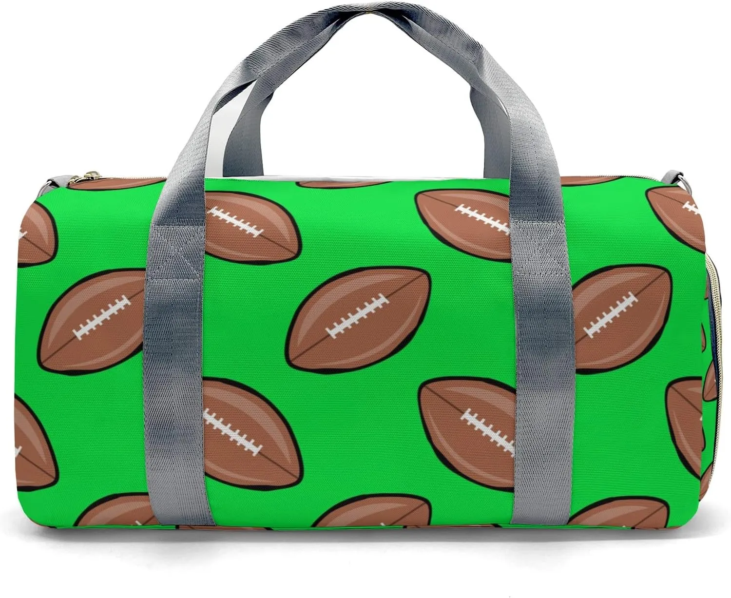 Personalized Green Sports Pattern Rugby Duffle Bag with Ventilation Holes for Shoes for Women Man Custom Travel Perform Bag