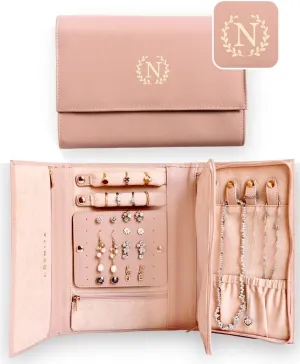 Personalized Initial Travel Jewelry Case - Monogram Custom Gifts For Women, Bridesmaid Gifts, Travel Jewelry Organizer, Customized Travel Jewelry Box, Birthday Gifts For Mom