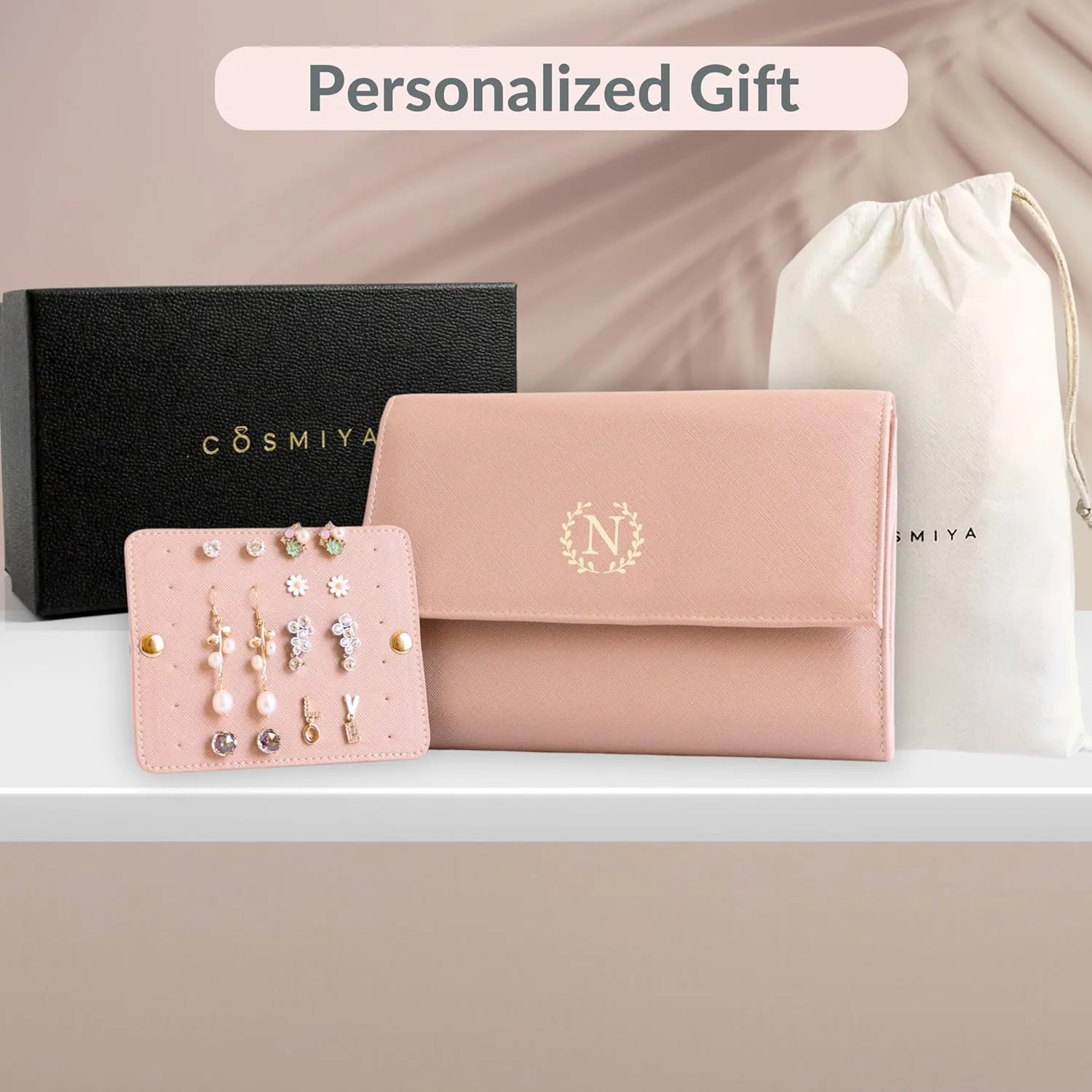 Personalized Initial Travel Jewelry Case - Monogram Custom Gifts For Women, Bridesmaid Gifts, Travel Jewelry Organizer, Customized Travel Jewelry Box, Birthday Gifts For Mom