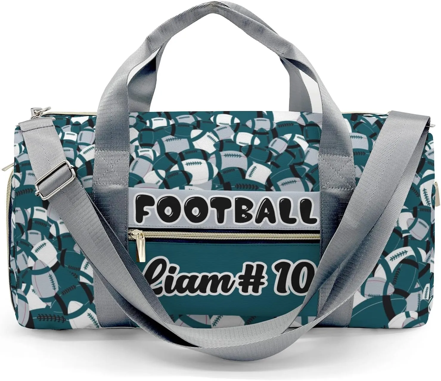 Personalized Name Duffel Bags with Ventilation Holes for Shoes American Football Teal Travel Perform Training Bag