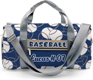 Personalized Name Sports Player Duffel Bags with Ventilation Holes for Shoes Baseball Gold Navy Bags