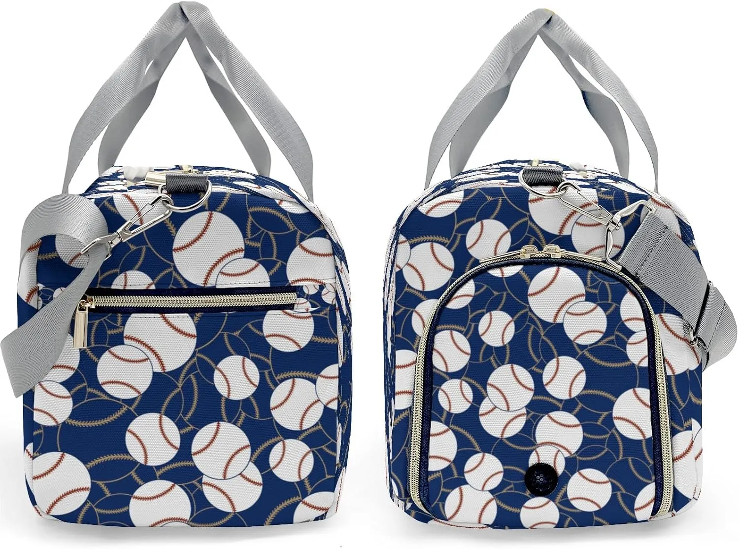 Personalized Name Sports Player Duffel Bags with Ventilation Holes for Shoes Baseball Gold Navy Bags