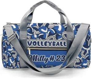 Personalized Name Sports Player Duffel Bags with Ventilation Holes for Shoes Blue Navy Gray Volleyball Bags