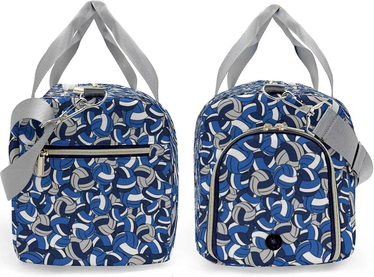 Personalized Name Sports Player Duffel Bags with Ventilation Holes for Shoes Blue Navy Gray Volleyball Bags