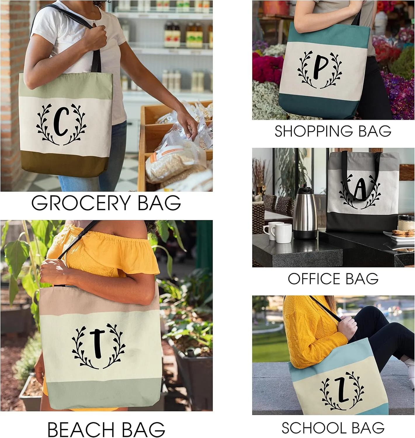 Personalized Tote Bags with Photo and Text - Custom Reusable Grocery Bag for Daily Use Gifts - Customized Handbag - Shopping