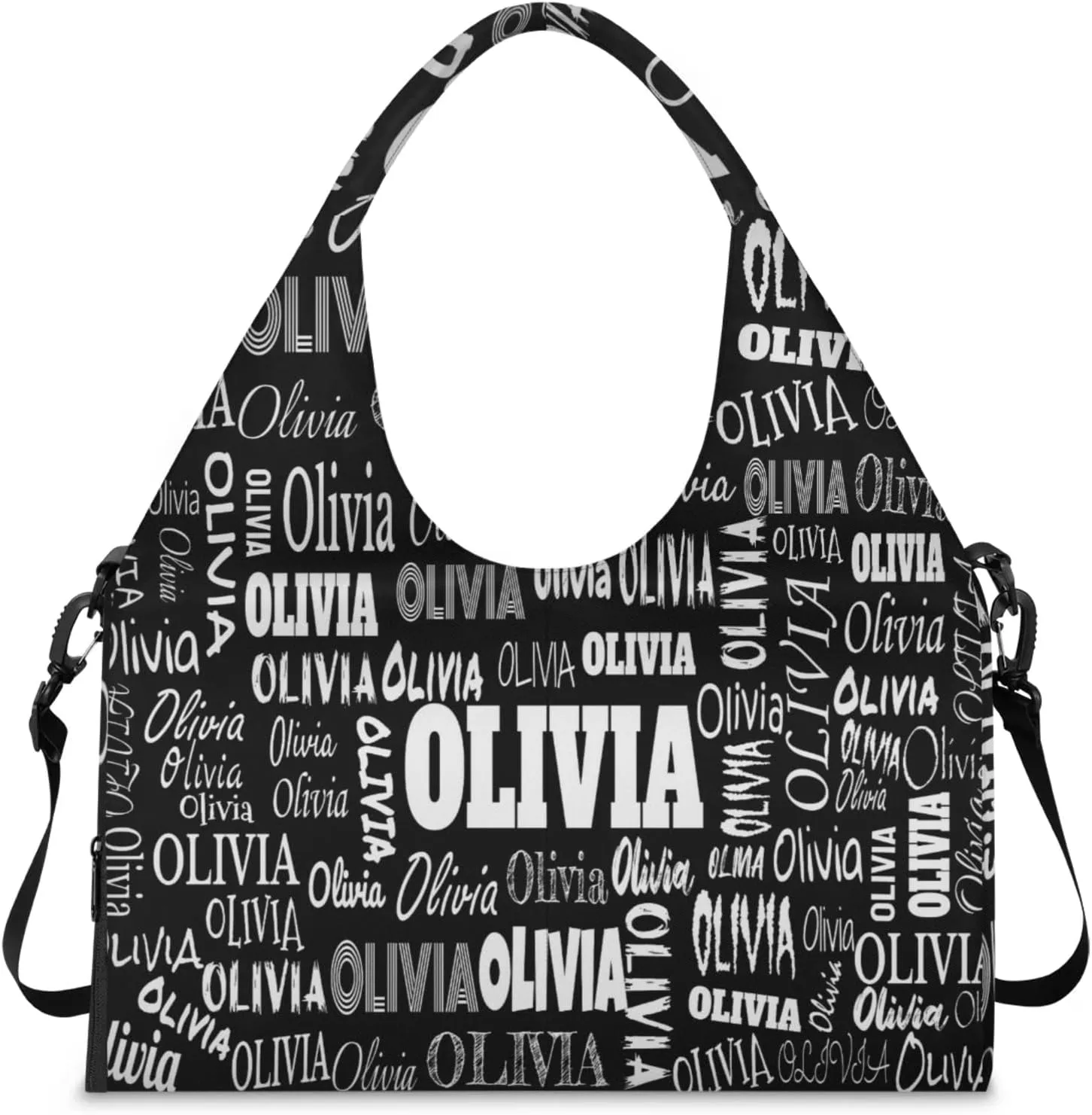 Personalized Yoga Mat Bag with Shoe Compartment, Custom Names Travel Tote Sport Gym Pilates Duffel Bag for Women