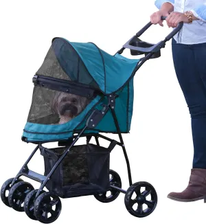Pet Gear No-Zip Happy Trails Lite Pet Stroller, Zipperless Entry, Pine Green