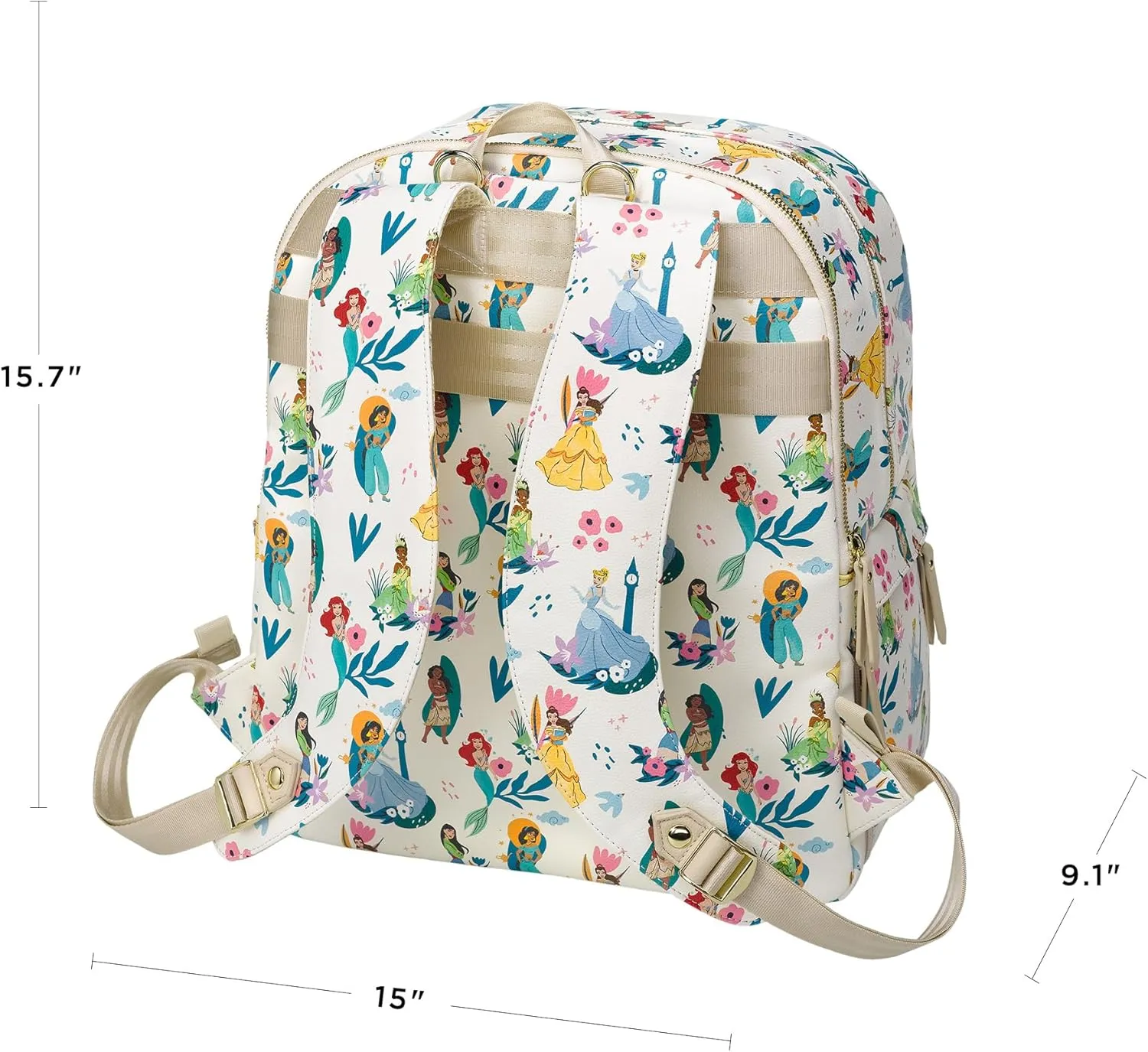 Petunia Pickle Bottom 2-in-1 Provisions Breast Pump & Diaper Bag, Designed for Busy Parents, Spacious Main Compartment, Disney Princess Courage & Kindness
