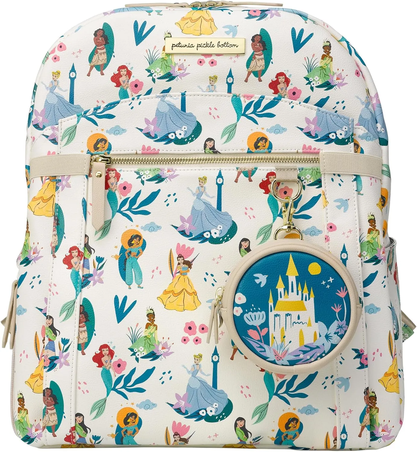 Petunia Pickle Bottom 2-in-1 Provisions Breast Pump & Diaper Bag, Designed for Busy Parents, Spacious Main Compartment, Disney Princess Courage & Kindness