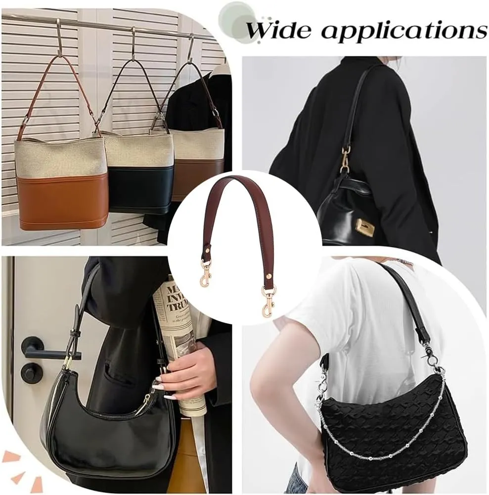 PH PandaHall 20.3 Inch Imitation Leather Bag Strap, Short Purse Strap 1 Inch Wide Bag Strap Replacement Bag Handle Handbag Strap with Golden Clasp for Women DIY Underarm Bag Handbag, Coffee Color