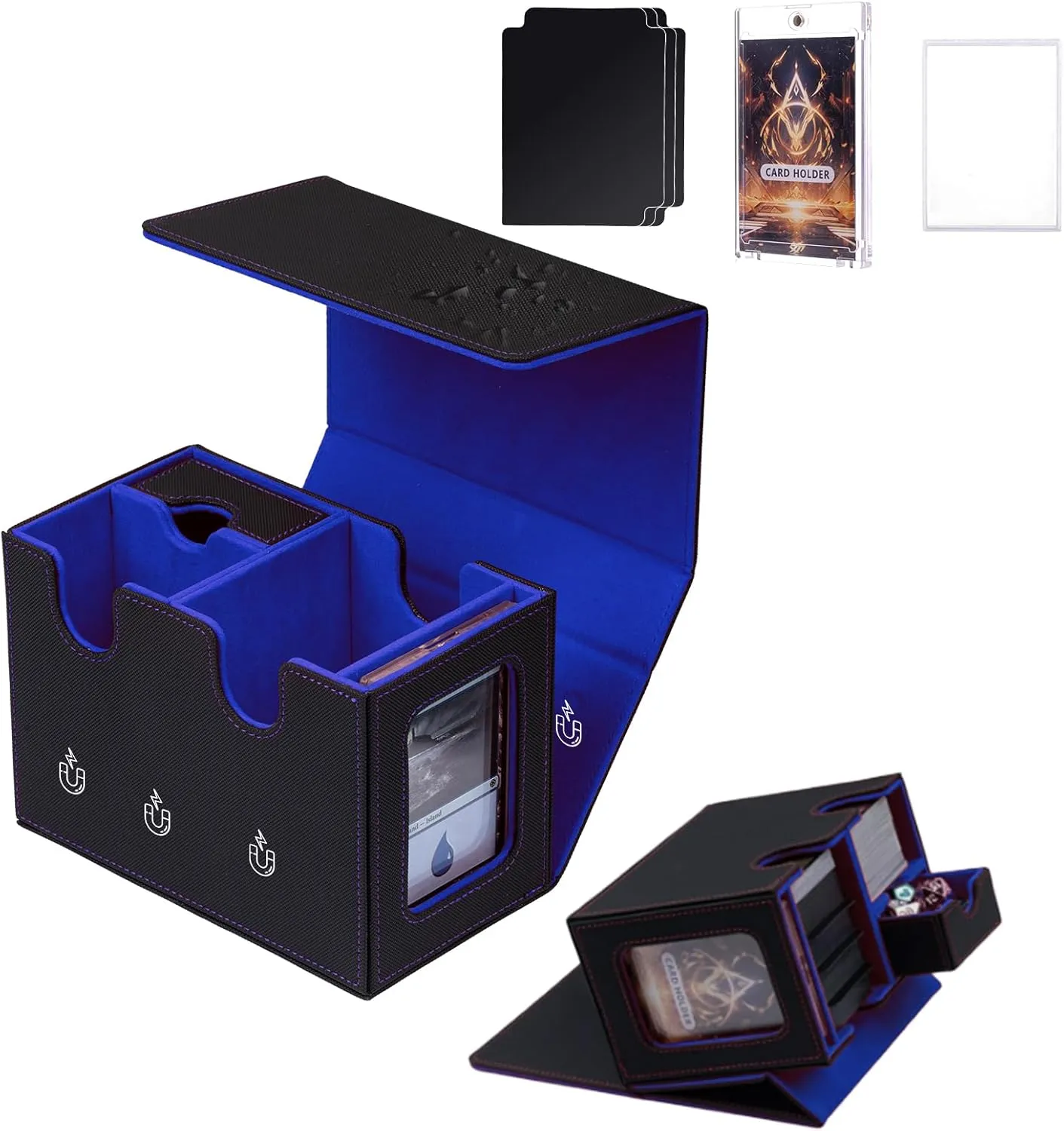 Pink moon MTG Deck Box for Commander Card Storage Box 250  Sleeveless Trading Card Deck Box Card box with Dice Tray，3 Dividers &2 Toploaders
