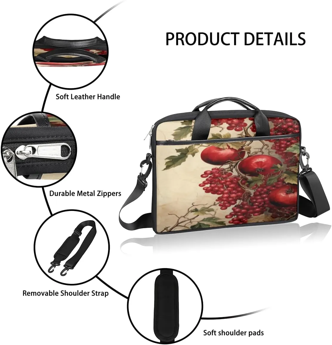 Pink Tangerine Laptop Bag for Men Women 13-15 Inch Case Bags Sleeve Shoulder with Anti Slip Removable The Pad Straps