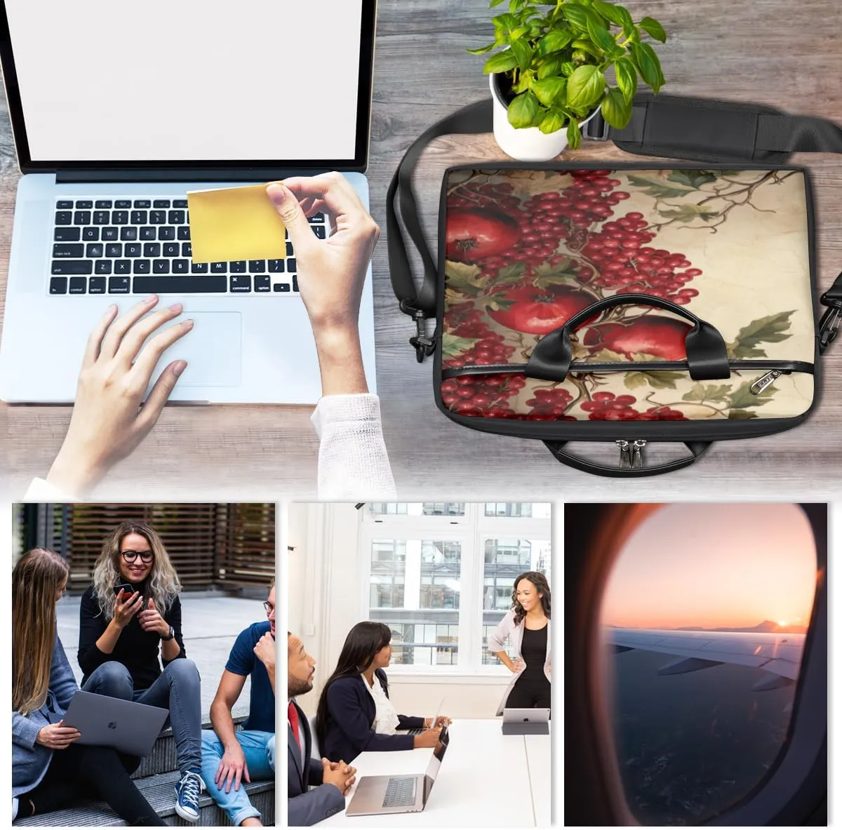Pink Tangerine Laptop Bag for Men Women 13-15 Inch Case Bags Sleeve Shoulder with Anti Slip Removable The Pad Straps