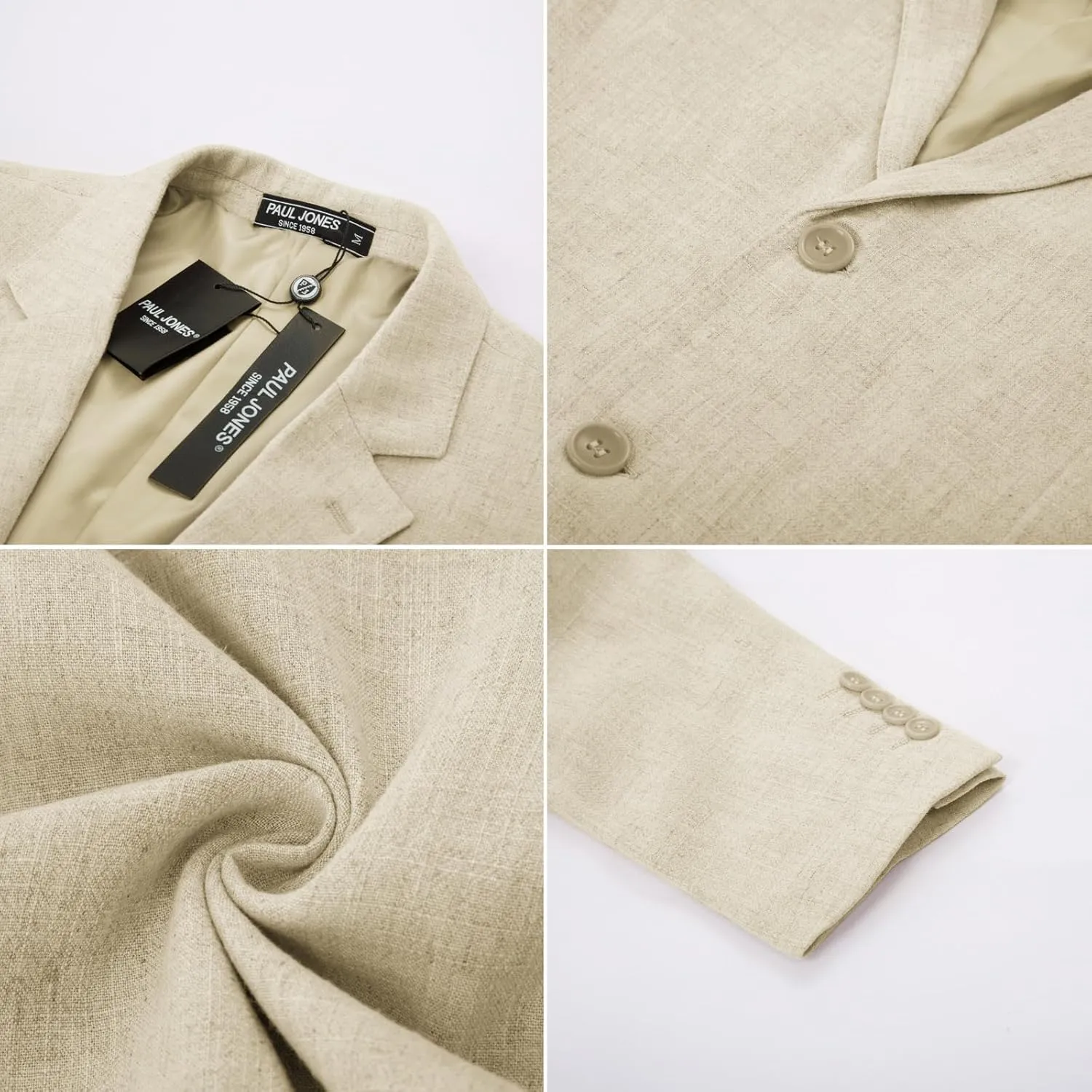 PJ Paul Jones Men's Slim Fit Lightweight Linen Jacket Tailored Blazer Sport Coat