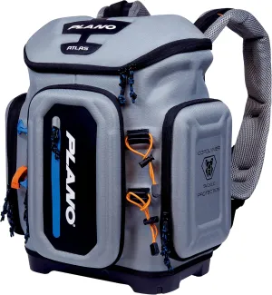 Plano Atlas 3700 Tackle Fishing Backpack, Gray EVA Material, Includes 3 3750 StowAway Utility Boxes for Worms, Lures, & Baits, Waterproof & Non-Skid Base, Grey