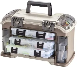 Plano Elite Series Ultimate Angled Tackle System, Graphite & Sandstone, Includes 6 StowAway Utility Boxes, Premium Tackle Storage for Fishing Gear and Accessories, Waterproof Case