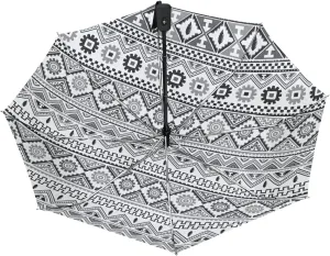 Poeticcity Auto Open/Close Folding Umbrella, Strong Inner Print Travel Rain Umbrella, Portable Automatic Compact Anti-UV Sun Parasol
