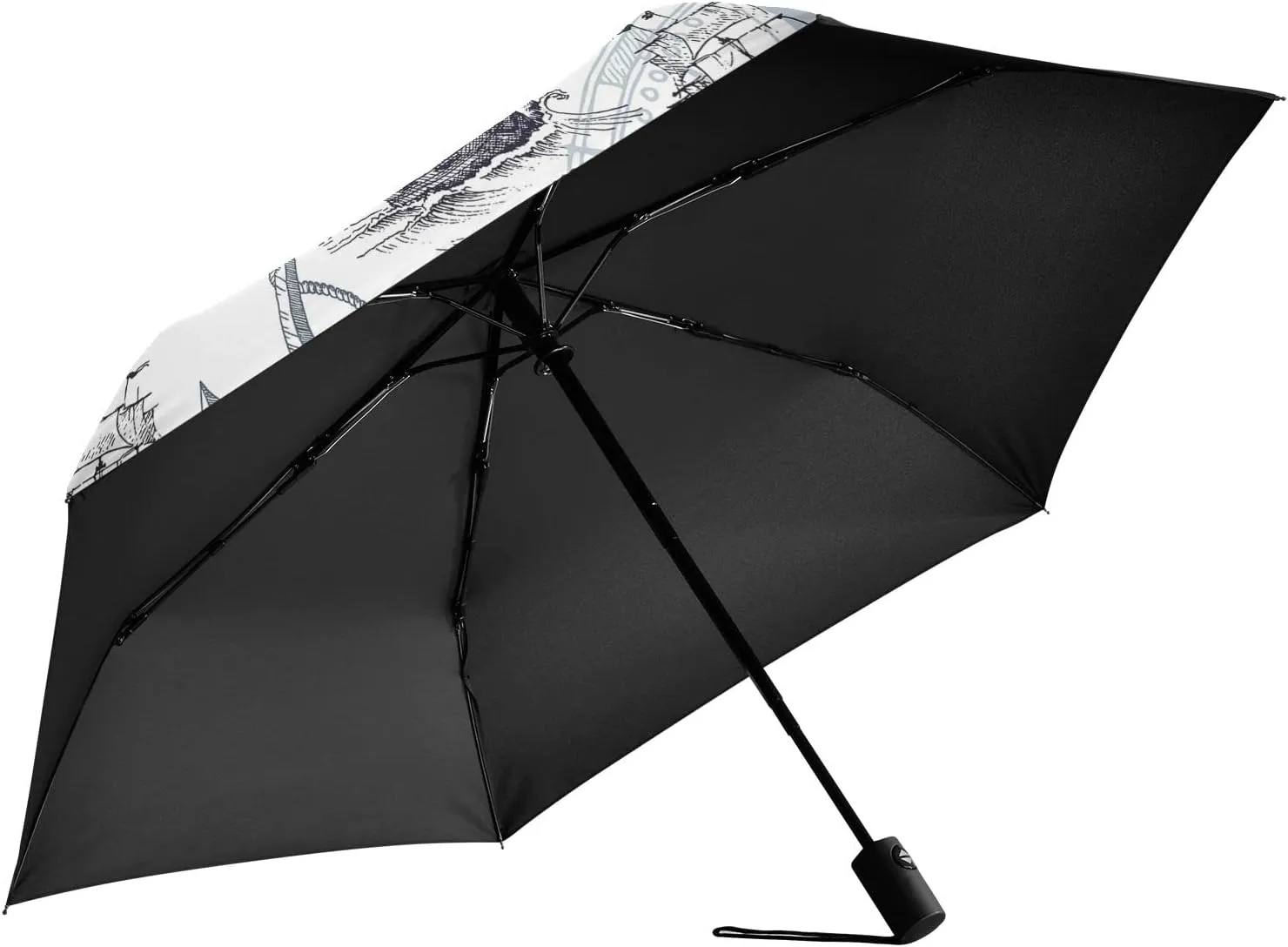 Poeticcity Automatic Folding Umbrella, Auto Open/Close Anti-UV 3 Folds Parasol, Compact Windproof Strong Umbrellas for Travel Sun & Rain
