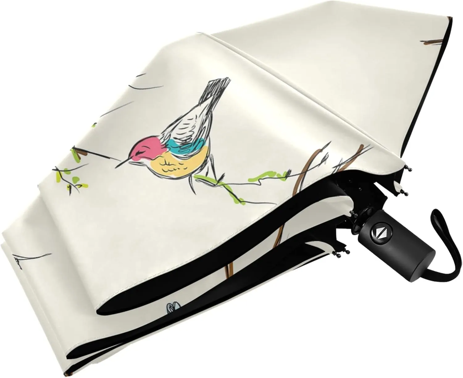 Poeticcity Automatic Folding Umbrella, Auto Open/Close Anti-UV 3 Folds Parasol, Compact Windproof Strong Umbrellas for Travel Sun & Rain