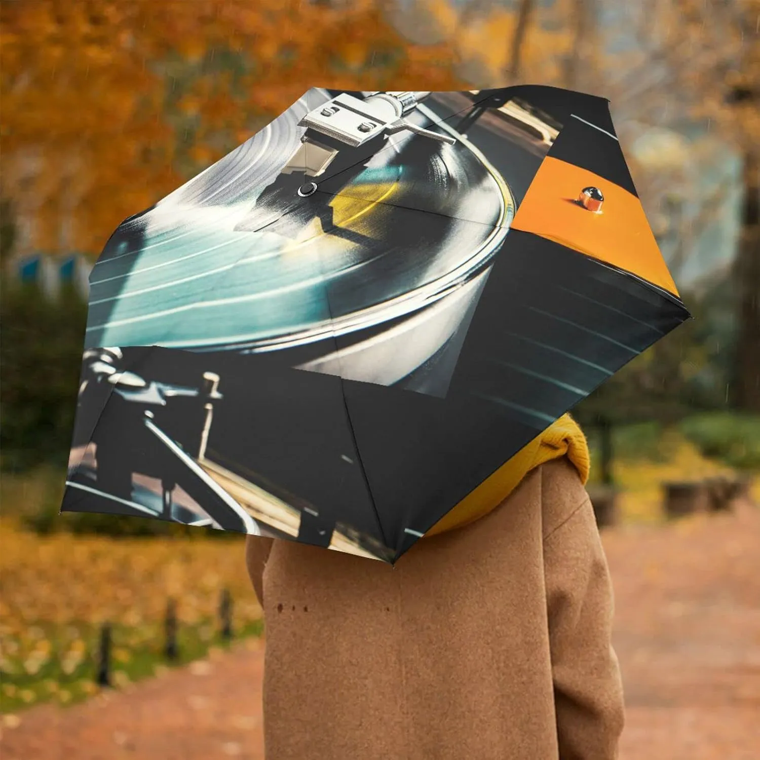 Poeticcity Automatic Folding Umbrella, Auto Open/Close Anti-UV 3 Folds Parasol, Compact Windproof Strong Umbrellas for Travel Sun & Rain