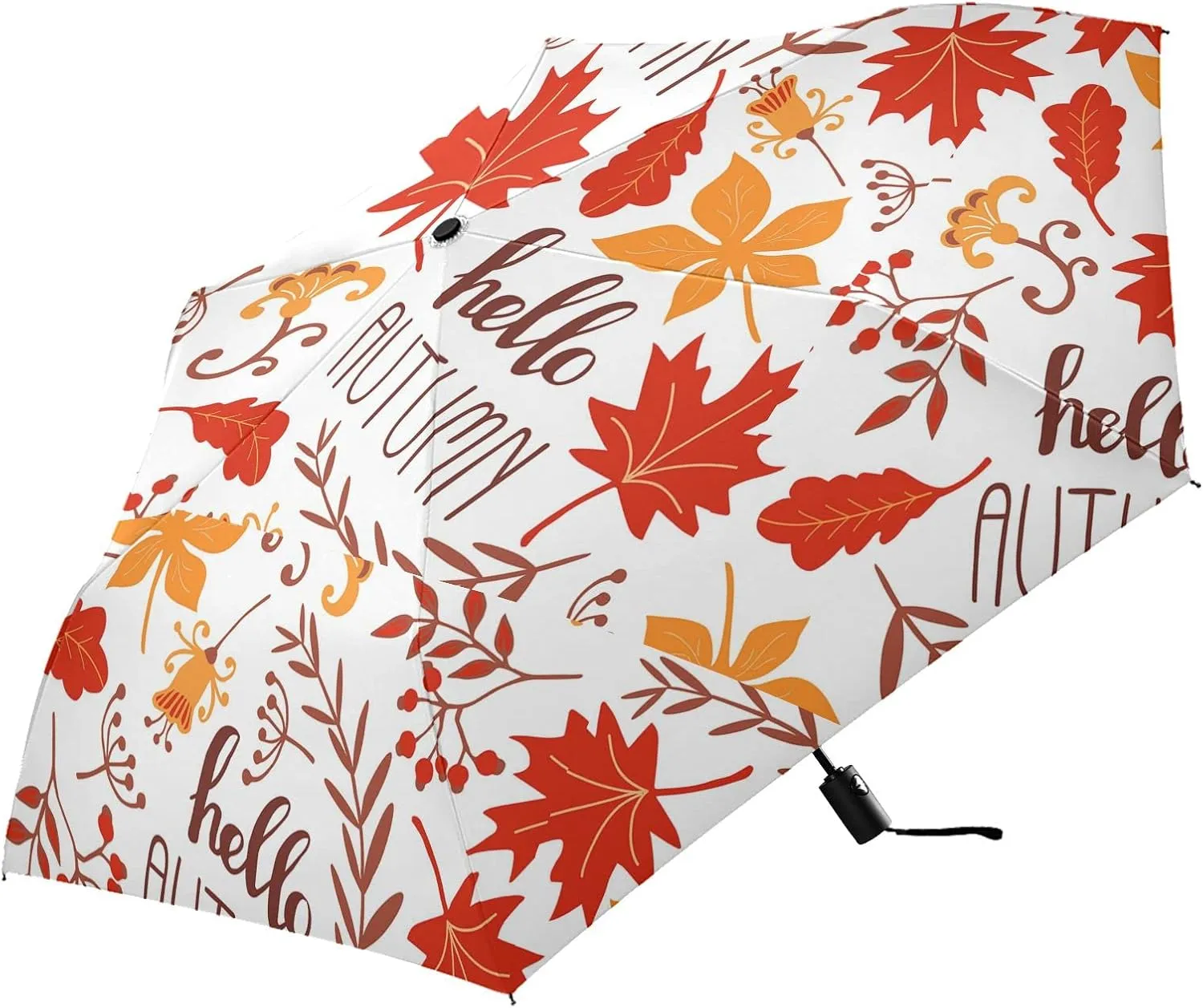 Poeticcity Automatic Folding Umbrella, Auto Open/Close Anti-UV 3 Folds Parasol, Compact Windproof Strong Umbrellas for Travel Sun & Rain