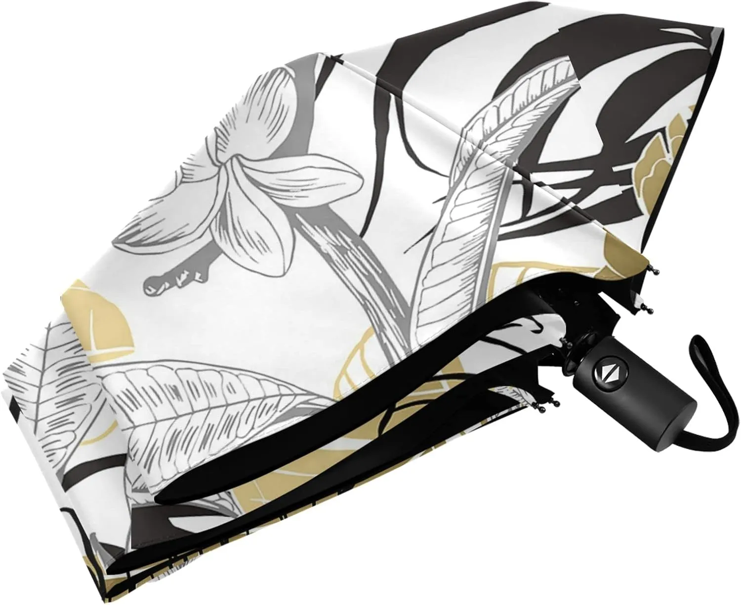 Poeticcity Automatic Folding Umbrella, Auto Open/Close Anti-UV 3 Folds Parasol, Compact Windproof Strong Umbrellas for Travel Sun & Rain