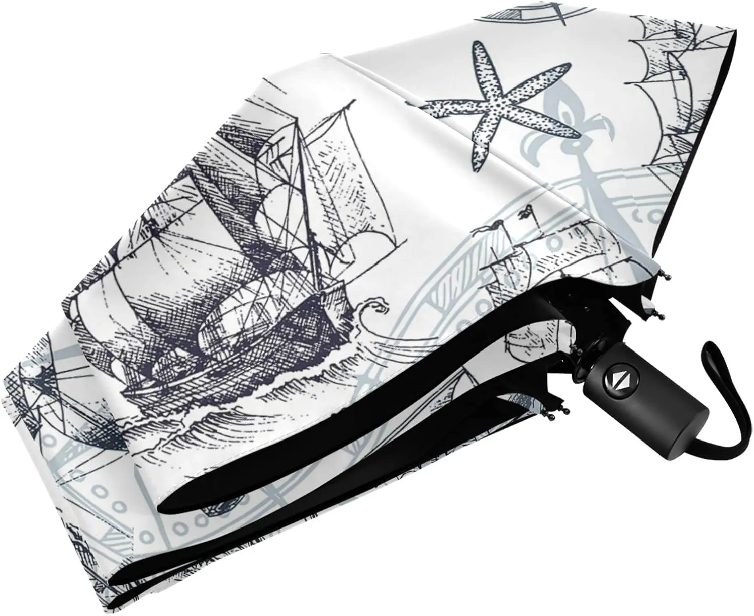 Poeticcity Automatic Folding Umbrella, Auto Open/Close Anti-UV 3 Folds Parasol, Compact Windproof Strong Umbrellas for Travel Sun & Rain