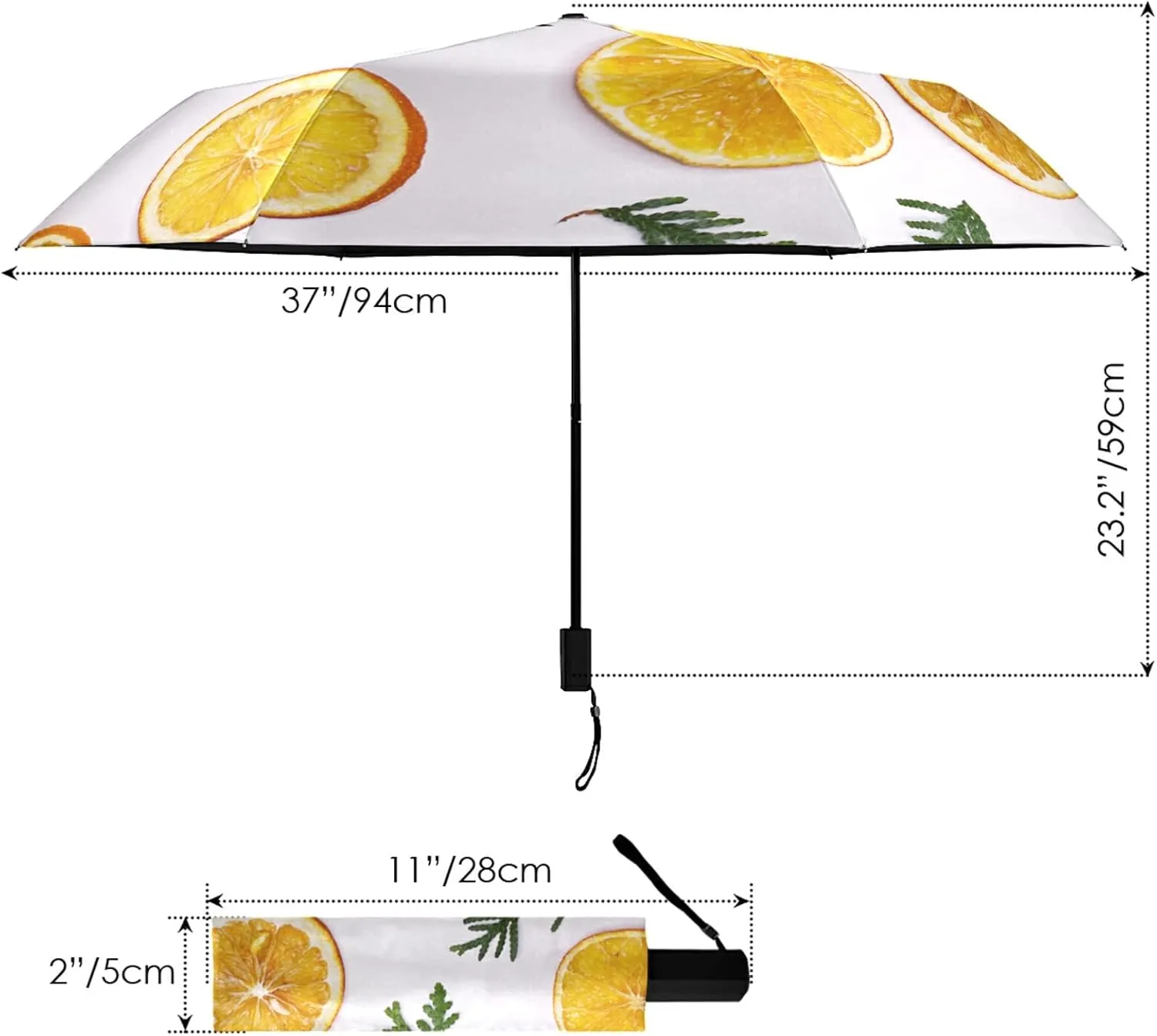 Poeticcity Folding Umbrella, Anti-UV 3 Folds Lightweight Parasol, Compact Windproof Strong Umbrellas for Car Travel Sun & Rain