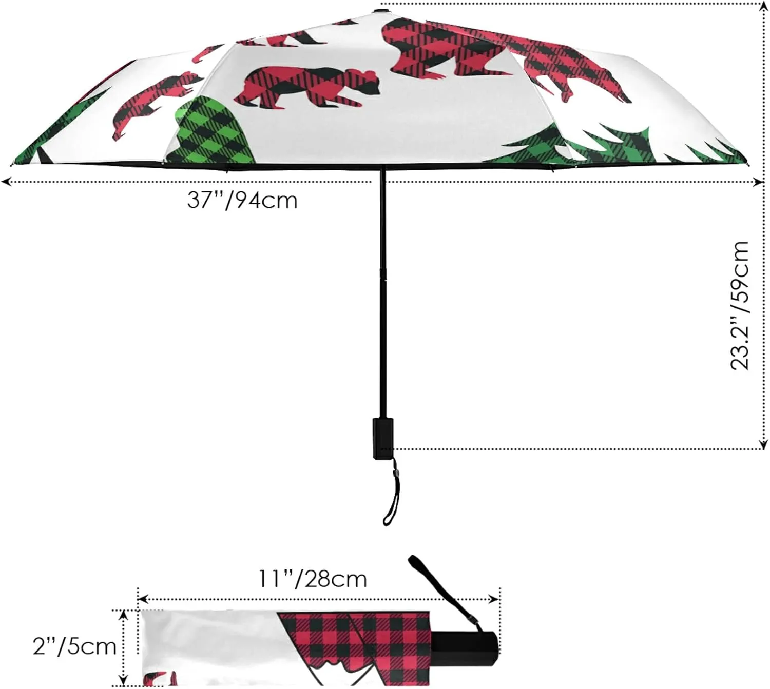 Poeticcity Folding Umbrella, Anti-UV 3 Folds Lightweight Parasol, Compact Windproof Strong Umbrellas for Car Travel Sun & Rain