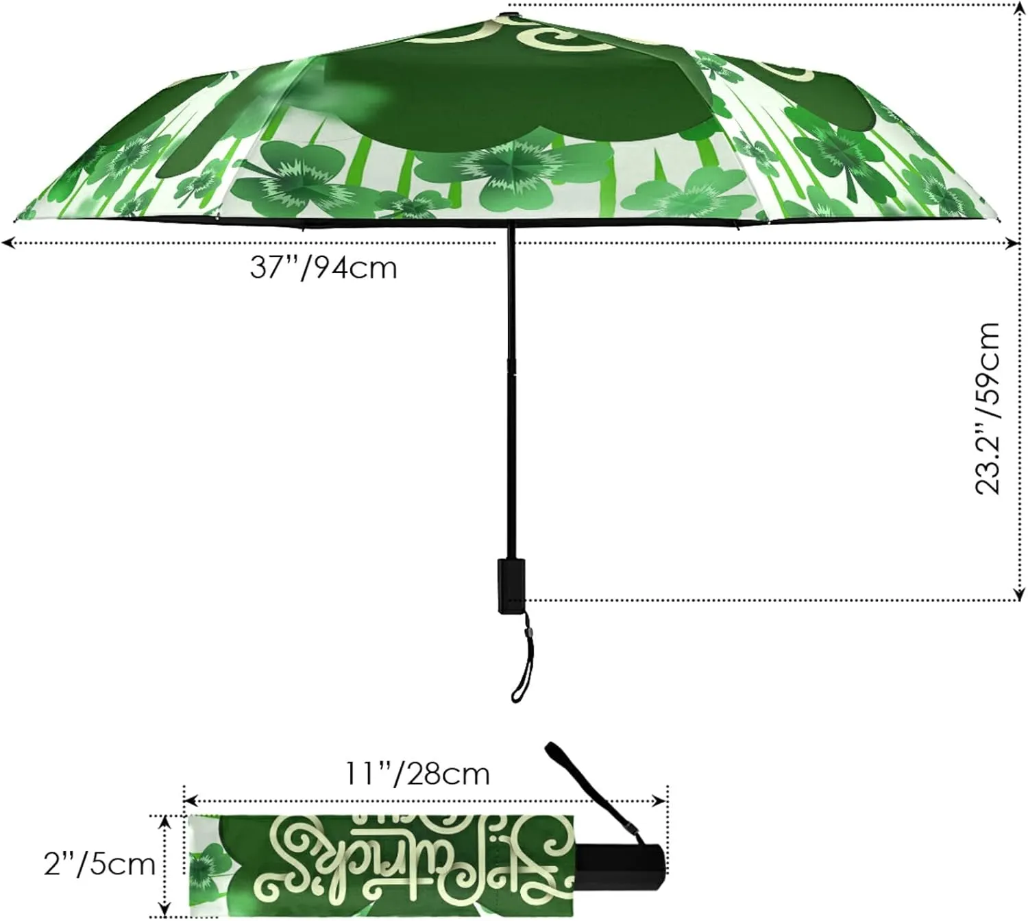 Poeticcity Folding Umbrella, Anti-UV 3 Folds Lightweight Parasol, Compact Windproof Strong Umbrellas for Car Travel Sun & Rain