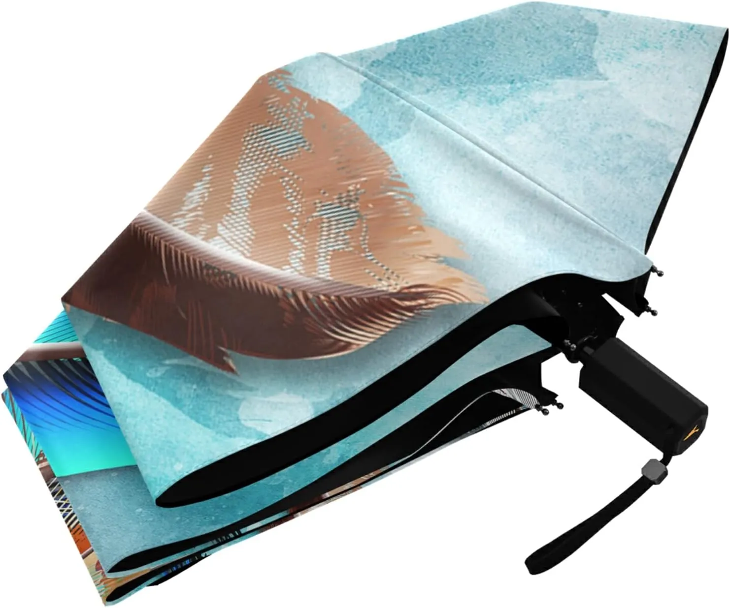 Poeticcity Folding Umbrella, Anti-UV 3 Folds Lightweight Parasol, Compact Windproof Strong Umbrellas for Car Travel Sun & Rain